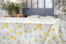 Wachstuchtischdecke "Ostern" Breite: 140cm Länge wählbar pastell-bunt weiß Ostereier Hasen Wachstuch PVC