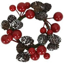 Kranz Zapfen Beeren rot braun für Gesteck Kerzenhalter Dekoration Herbst Advent Weihnachten 7cm Durchmesser