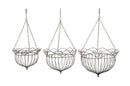 Korb Blumenkorb zum Hängen dekorativ für Blumen zum Befüllen Bepflanzen Metall grau matt in drei Größen