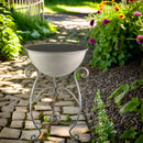 Schale rund abnehmbar auf Ständer Pflanzschale Aufsatz zum Befüllen Bepflanzen Metall hellgrau in drei Größen