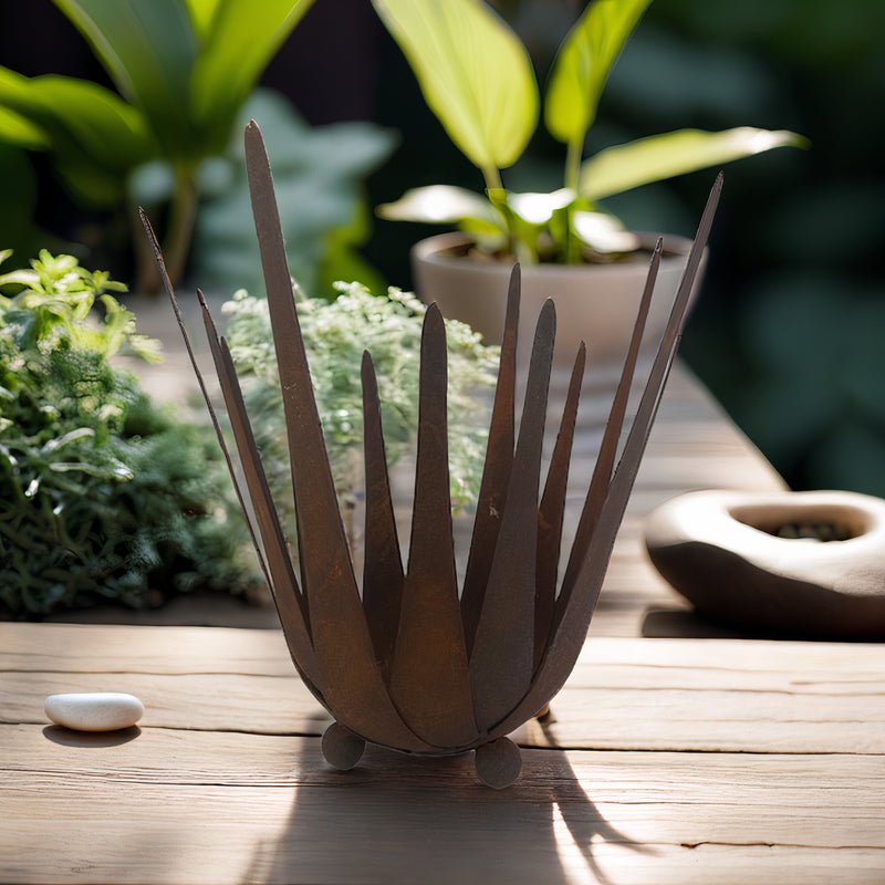 Schale Kerzenhalter Lotus Dekoschale mit Edelrost mit 3 Füßen Durchmesser: 24cm unten 30cm oben, Höhe 38cm Dekoobjekt