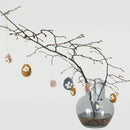 3-er Set Ostereier zum Aufhängen aus Filz blau, rosa oder gelb mit Blumen Ostern Osterdeko Anhänger fairtrade weich 3,5cm hoch leicht unzerbrechlich