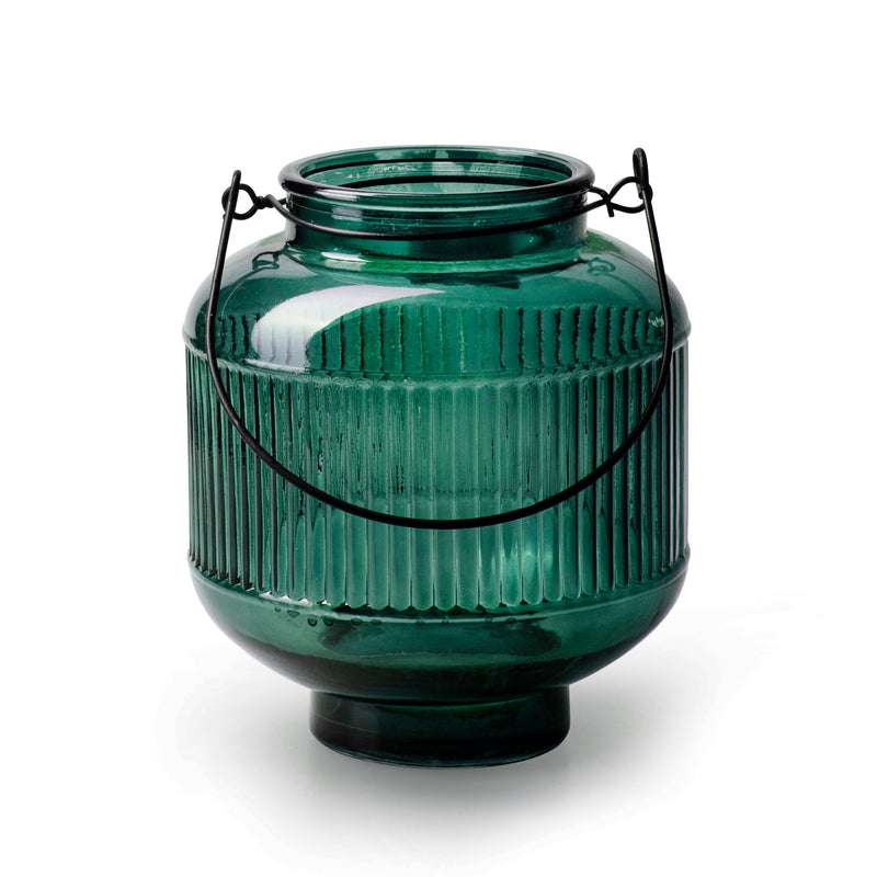 Laterne LAURA Glaslaterne Kerzenhalter zum Hinstellen oder Aufhängen Gartendeko 17cm hoch x 14cm Durchmesser