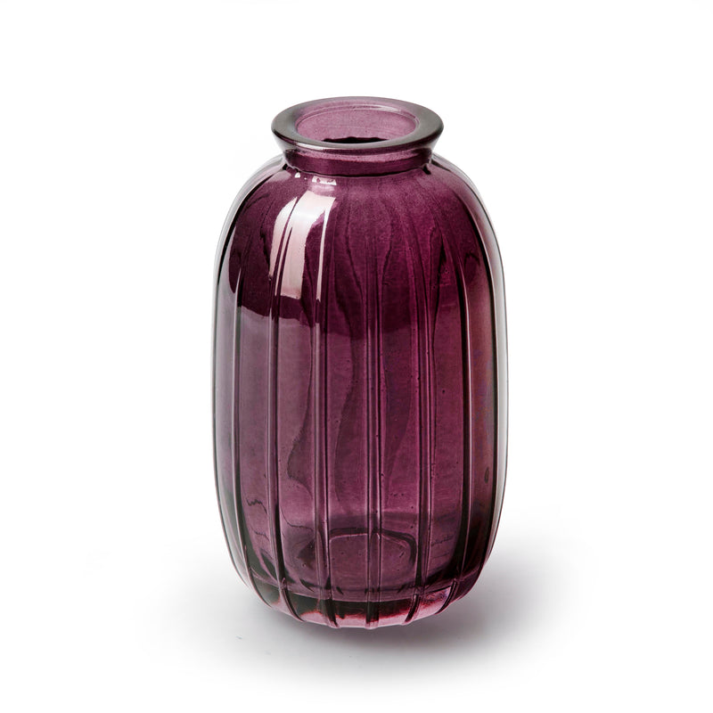 Glasvase JULIA Vase Blumenvase Pressglas Rillen hellbraun oder kirschrot H/dia: 12 / 7 cm