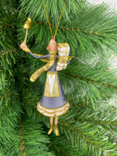 Christbaumschmuck Figur Engel dunkelblau-weiß mit Stern Anhänger Ornament Baumschmuck 13cm