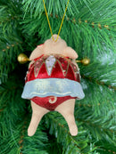 Christbaumschmuck Figur Schwein Sportler Fitnessstudio Hantelstange handbemalt Weihnachten Baumschmuck Deko Hänger Christbaumschmuck 10 cm (weiß-rot)