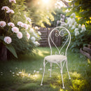 Dekorativer Pflanzstuhl Metallstuhl zum Bepflanzen Pflanzkasten Blumenkasten Vogeltränke in Shabby- / Vintage Look H/B/T 89/42/52 cm Metall, antikweiß lackiert