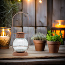 Laterne aus  Metall mit Edelrost mit abgerundetem Cracle Glas Kerzenhalter Rost Deko Leuchtfeuer Gartendeko Edelrost in zwei Größen