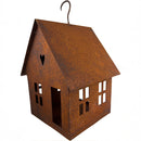 Vogelhaus Dekohaus mit Haken Futterstation Vogelfutter zum Aufhängen Metall Rost Deko 17x17x25cm