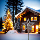 Deko Gartenstecker Stern mit silberner Kugel Stecker Bodenstecker Weihnachten Gartendeko Stab grau Beetstecker 29,5cm +100 cm Stab