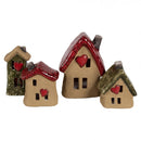 Dekorationsfigur Haus Braun Rot Keramik Deko Gartendeko mit Herz in drei Größen