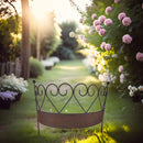 Staudenhalter massiv mit Rasenkante gebogen Rankhilfe 66cm breit x 20cm tief x 51cm hoch Eisen braun verrostet Rost