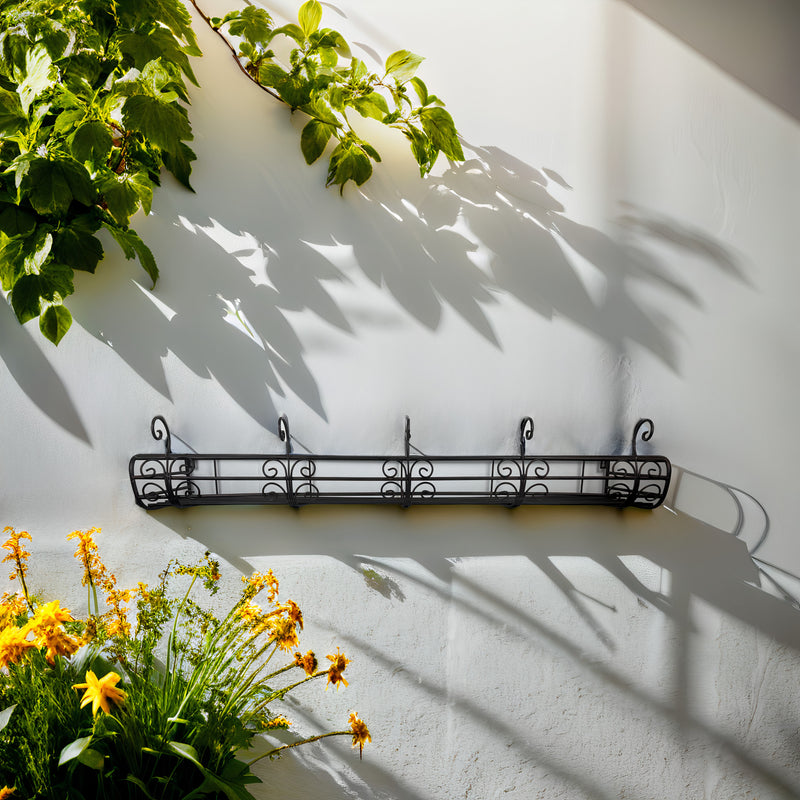 Blumenkasten PASSIO Metall Blumenwandkorb H/B/T 21/110/28 cm Eisen, dunkelrostfarben lackiert zur Befestigung an der Außenwand Wandhalterung länglich rechteckig