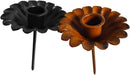 Kerzenhalter Blume für Stabkerzen zum Stecken mit Stab Metall schwarz lackiert oder braun verrostet Advent Weihnachten Kranz