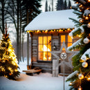 Deko Gartenstecker Stern mit silberner Kugel Stecker Bodenstecker Weihnachten Gartendeko Stab grau Beetstecker 29,5cm +100 cm Stab