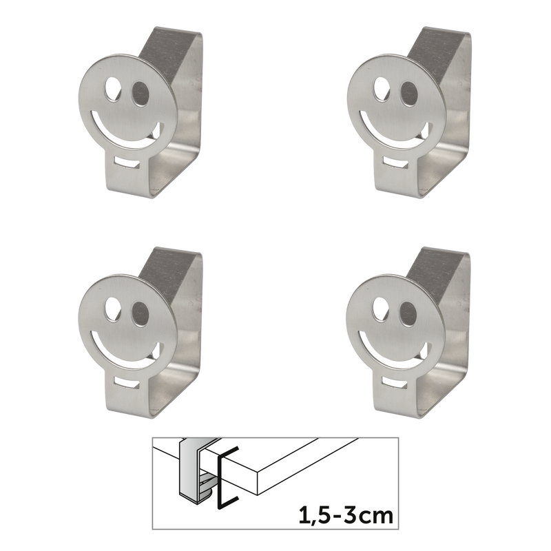 Tischtuchklammer Smiley Tischdeckenklemme Metall Tischdeckenhalter 4 S