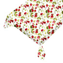 Wachstuchtischdecke "Erdbeeren" in 1,4m Br. rot grün gelb, Untergrund weiß PVC Indoor Outdoor Tischdecke Wachstuch Länge wählbar