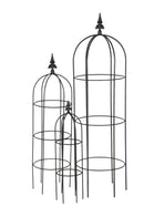 3-er Set Rankgitter Rankhilfe Obelisk m. Lilie schwarz lackiert Rankgerüst Metall Staudenhalter 55cm, 79cm und 100cm hoch