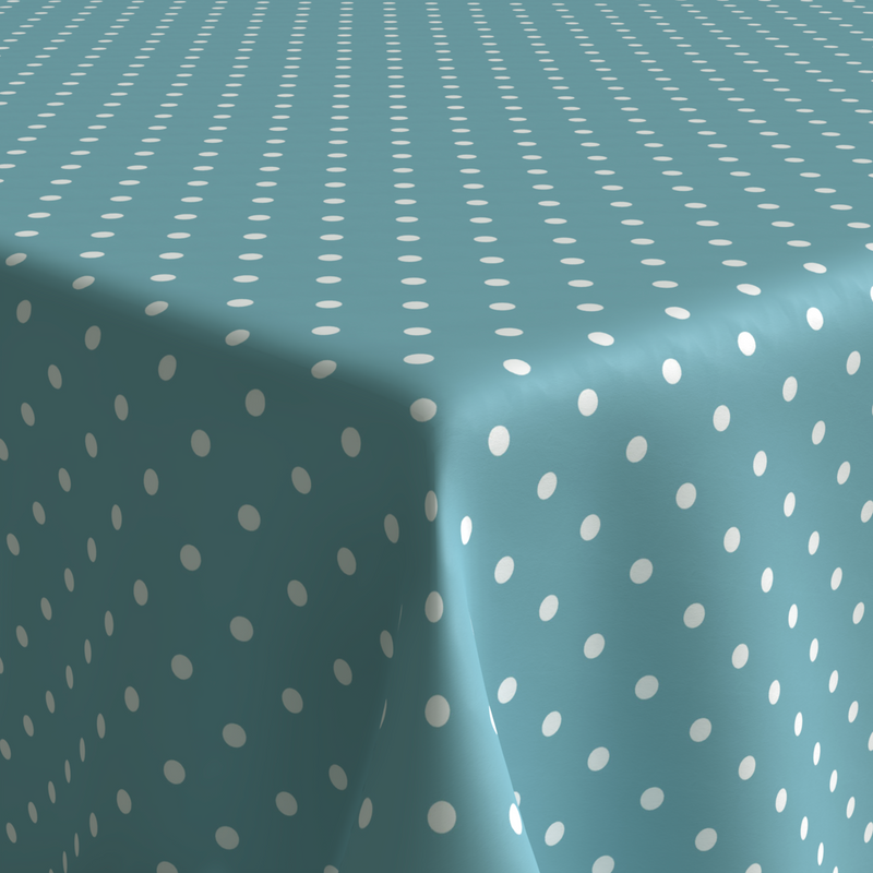 ecosoul Wachstuchtischdecke Dots Polka weiße Punkte auf hellblauem Untergrund Wachstischdecke Schutzdecke vintage blau duckegg PVC Breite: 140cm Länge wählbar