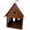 Vogelhaus Dekohaus mit Haken Futterstation Vogelfutter zum Aufhängen Metall Rost Deko 17x17x25cm
