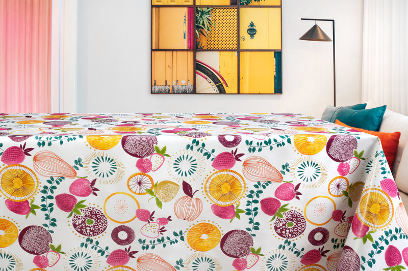Wachstuchtischdecke Fruits Früchte Obst bunt Outdoor Indoor Tischdecke Wachstuch Breite: 140cm Länge wählbar