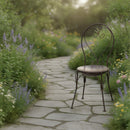 Dekorativer Pflanzstuhl Metallstuhl Stuhl zum Bepflanzen Vogeltränke in shabby-Look vintage H/B/T 89/42/52 cm Metall, dunkelbraun lackiert