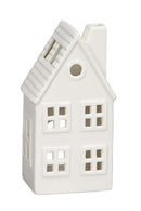 Haus Keramikhaus Keramik Dekoration Häuschen Windlicht Weihnachten weiß B/T/H: 9,5 x 7 x 18cm