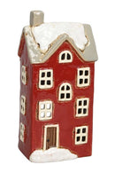 Haus Keramikhaus Windlicht Keramik Dekoration Häuschen Weihnachten rot / weiß B/T/H: 12 x 9,5 x 25cm
