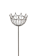 Pflanzschale Pflanzkorb Blumenschale mit Stab Stecker Pflanzgefäß Metall Eisen braun 17cm hoch (plus Stab 99cm) 24,5cm Durchmesser