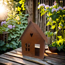 Gartendeko Haus in zwei Größen Laterne Gartenlicht zum Stellen Metall mit Edelrost Deko