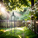 3-er Set Rankgitter Rankhilfe Obelisk m. Lilie schwarz lackiert Rankgerüst Metall Staudenhalter 55cm, 79cm und 100cm hoch