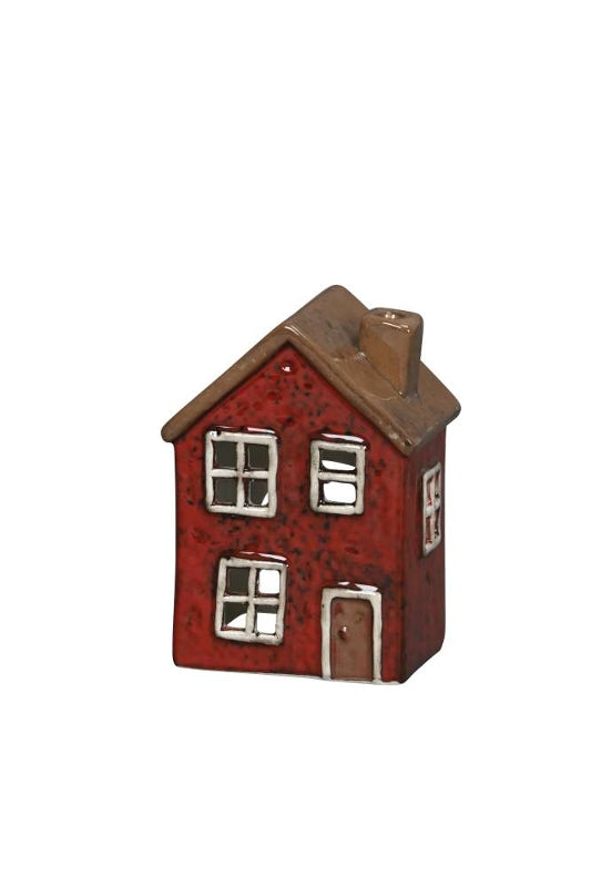 Haus Keramikhaus Keramik Dekoration Häuschen Weihnachten dunkelrot/braun in zwei Größen