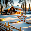 Deko Gartenstecker Stern mit silberner Kugel Stecker Bodenstecker Weihnachten Gartendeko Stab rost Beetstecker 29,5cm +100 cm Stab