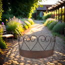 Staudenhalter massiv mit Rasenkante gebogen Rankhilfe 66cm breit x 20cm tief x 51cm hoch Eisen braun verrostet Rost