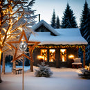 Deko Gartenstecker Stern mit silberner Kugel Stecker Bodenstecker Weihnachten Gartendeko Stab rost Beetstecker 29,5cm +100 cm Stab