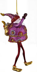 Weihnachtsmann Gabenträger Weihnachten Baumschmuck Figur Deko Hänger Christbaumschmuck 16 cm pink-rot mit Sack