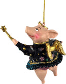 Christbaumschmuck Figur "Schwein mit Flügeln und Stern" Hänger schwarz-flieder Weihnachten Hänger 12cm