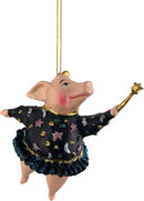 Christbaumschmuck Figur "Schwein mit Flügeln und Stern" Hänger schwarz-flieder Weihnachten Hänger 12cm