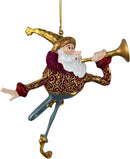Christbaumschmuck Figur Weihnachtsmann mit Trompete rot-blau Weihnachten Baumschmuck 15,5 cm