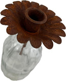 Kerzenhalter Blume für Stabkerzen zum Stecken mit Stab Metall schwarz lackiert oder braun verrostet Advent Weihnachten Kranz