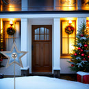 Deko Gartenstecker Stern mit silberner Kugel Stecker Bodenstecker Weihnachten Gartendeko Stab grau Beetstecker 29,5cm +100 cm Stab