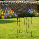 Rankhilfe mit Blumen Rankgitter Stütze Pflanzen Metall Deko 69cm hoch x 44cm breit schwarz lackiert Stecker