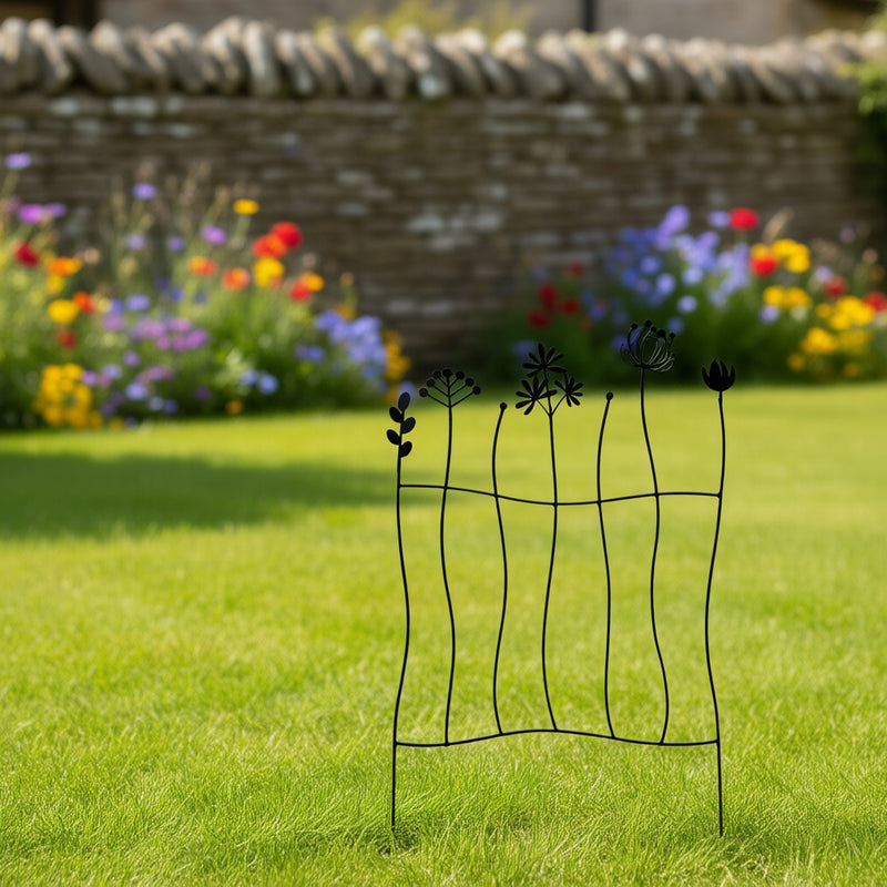 Rankhilfe mit Blumen Rankgitter Stütze Pflanzen Metall Deko 69cm hoch