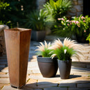 Pflanzgefäß Säule groß Kübel quadratisch konisch Metall mit Edelrost 77,5cm Gesamthöhe