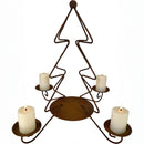 Adventskranz Kerzenhalter Tannenbaum zum Hinstellen Kerzenständer mit 4 Tellern für Kerzen aus Metall rostfarben Weihnachten Dekoration 36cm hoch x 39cm Durchmesser