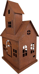 Gartendeko Vogelhaus Hexenhaus Haus Windlicht zum Stellen Metall Rost Deko H/B/T: 31/18/14 cm
