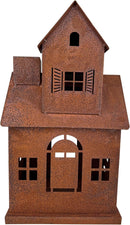 Gartendeko Vogelhaus Hexenhaus Haus Windlicht zum Stellen Metall Rost Deko H/B/T: 31/18/14 cm