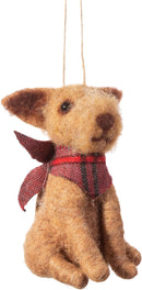 Christbaumschmuck Deko Hänger Hund mit kariertem Halstuch Weihnachten aus Filz 11cm hoch