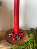 Kranz Zapfen Beeren rot braun für Gesteck Kerzenhalter Dekoration Herbst Advent Weihnachten 7cm Durchmesser