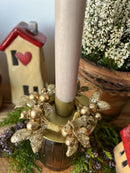 Kranz golden für Gesteck Kerzenhalter Dekoration Herbst Advent Weihnachten 9cm Durchmesser